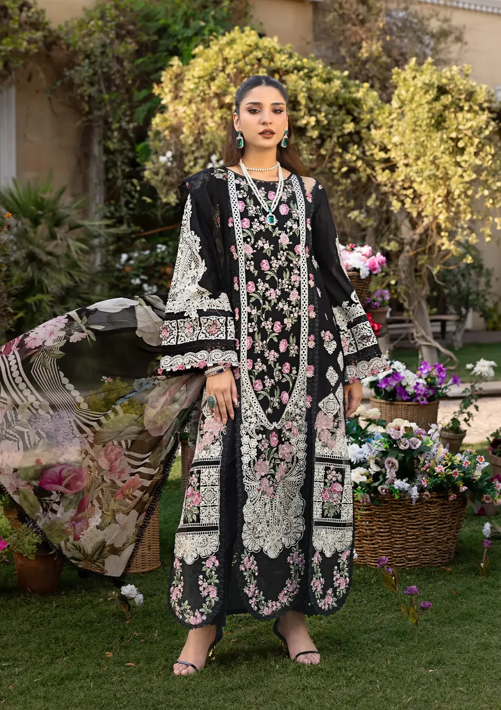 Pakistani Luxury Lawn 2025 Suit Unstitched 3 Piece ELM-04 MAHJABEEN - Formal Collection | Latest Pakistani Punjabi Suits Salwar Suits Designers Wear.