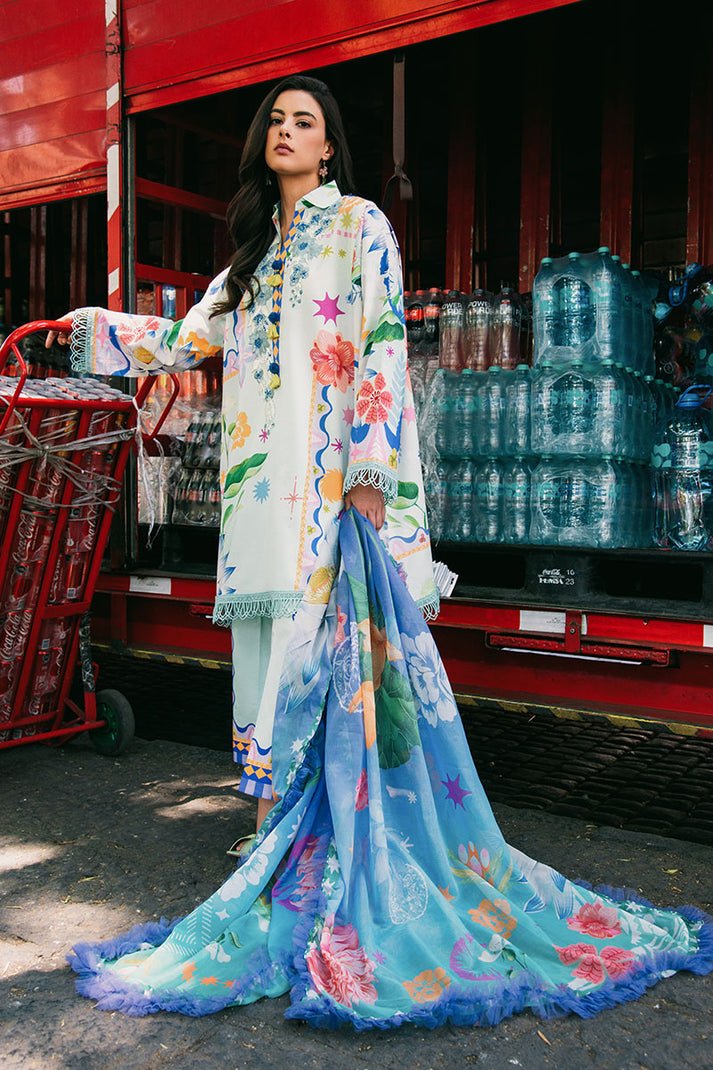 Pakistani Embroidered Lawn Unstitched 3 Piece Suit Flaming Roses - Luxury Collection | Latest Pakistani Salwar Kameez Punjabi Suit Designer Wear.