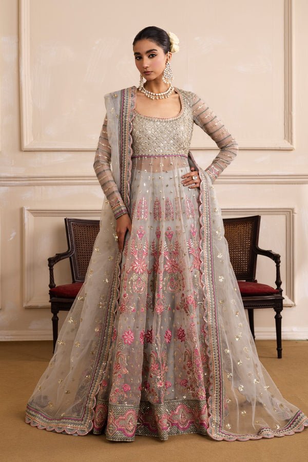 Pakistani Embroidered 3Pc Net Formal Suit Unstitched AMUMET - MW40026 -RIA-04 | Latest Pakistani Punjabi Suits Designer Wear