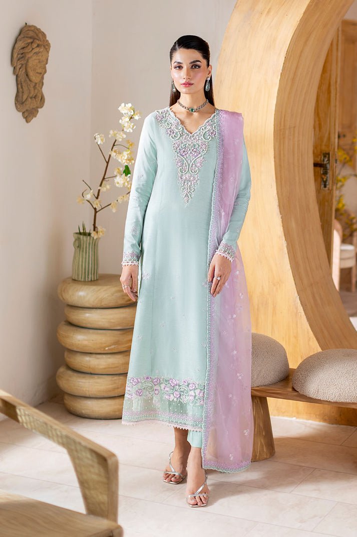 Pakistani Embroidered Korean Raw Silk Stitched 3 Piece Suit Solstice- Luxury Collection | Latest Pakistani Salwar Kameez Punjabi Suit Designer Wear..