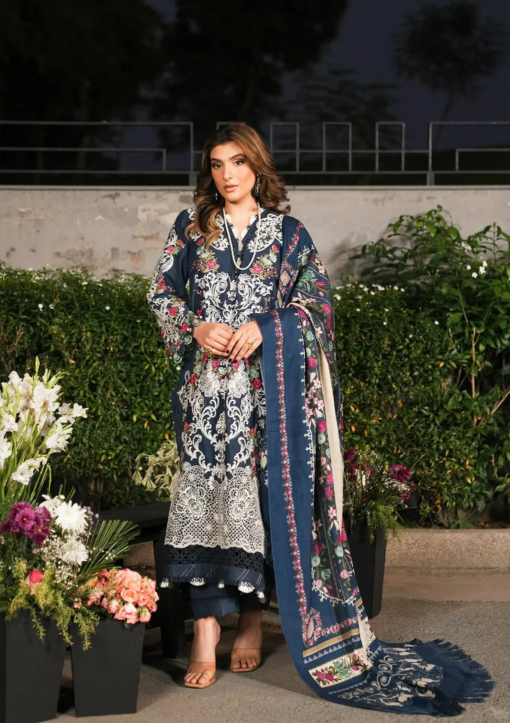 Pakistani Winter Pashmina Shawl Collection 2024 Suit Unstitched 3 Piece EPW-6B Moonlit Promises-Af-05 - Formal Collection | Latest Pakistani Punjabi Suits Salwar Suits Designers Wear
