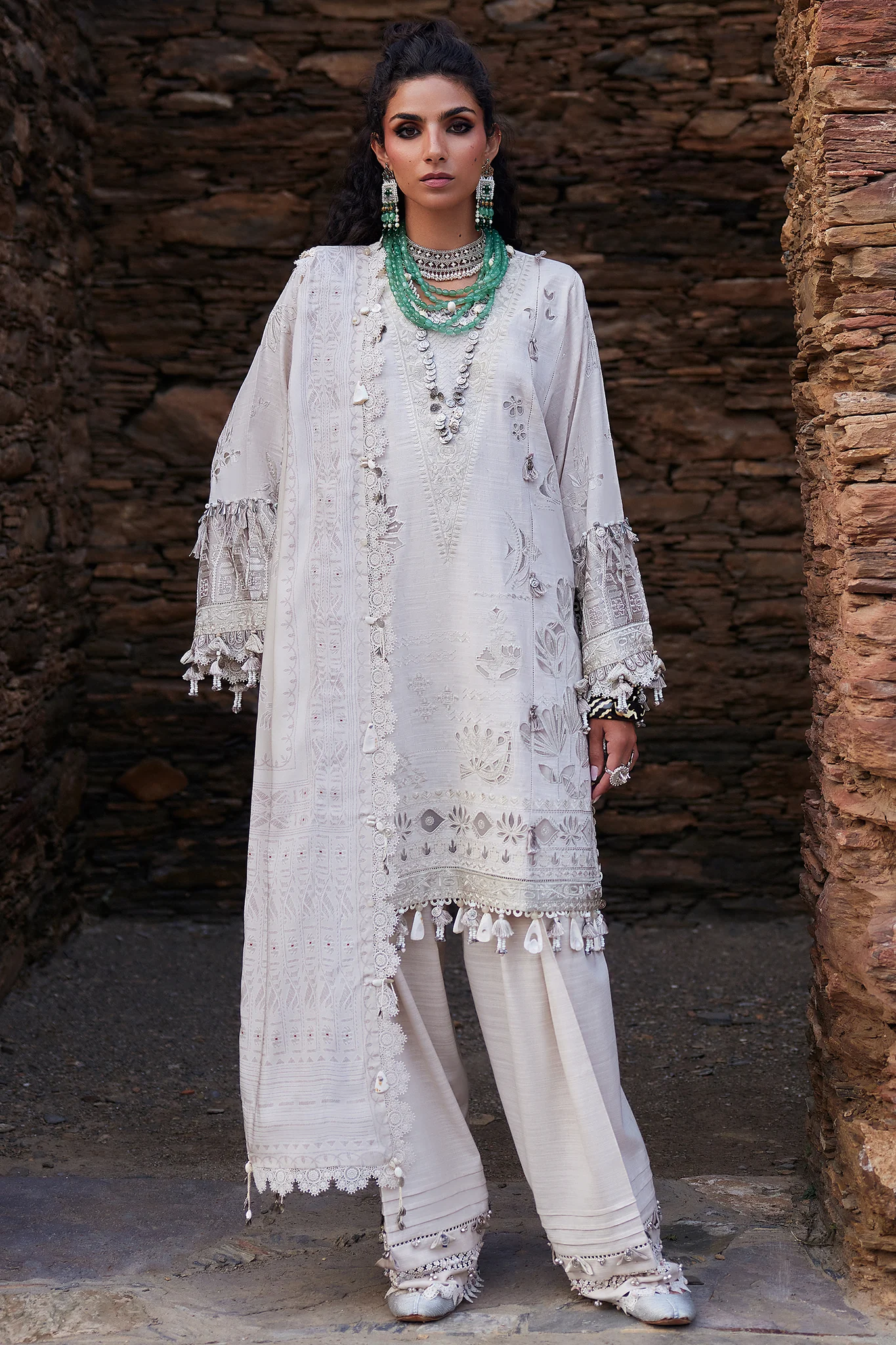 Pakistani Embroidered Unstitched Jacquard 3-piece Suit THALINA (EW24-05) -Lan-19 | Latest Pakistani Salwar Kameez Punjabi suit designer wear