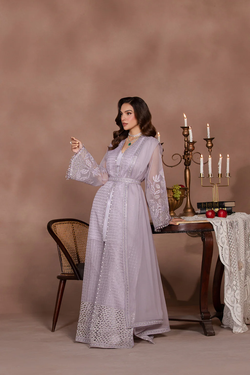 Pakistani Embroidered Suit Unstitched 3 Piece LILAC SNOW-Flo-02 - Formal Collection| Latest Pakistani Design Salwar Kameez Punjabi Suit Designer Wear.