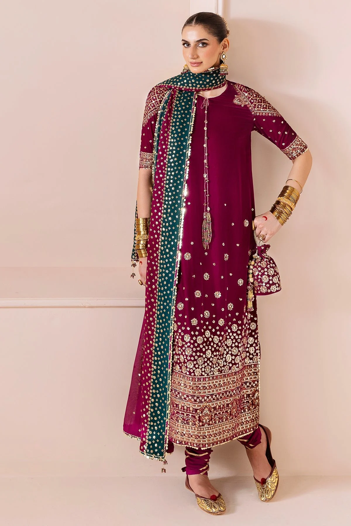 Pakistani 3 Pieces Embroidered Velvet Formal CVF D-02-Jaz-87 | Latest Pakistani Salwar Kameez Punjabi Suit Designer Wear