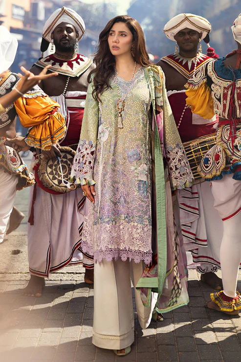 Pakistani Embroidered Lawn Unstitched 3 Piece Suit - Glittering Grace - Luxury Collection | Latest Pakistani Salwar Kameez Punjabi Suit Designer Wear.
