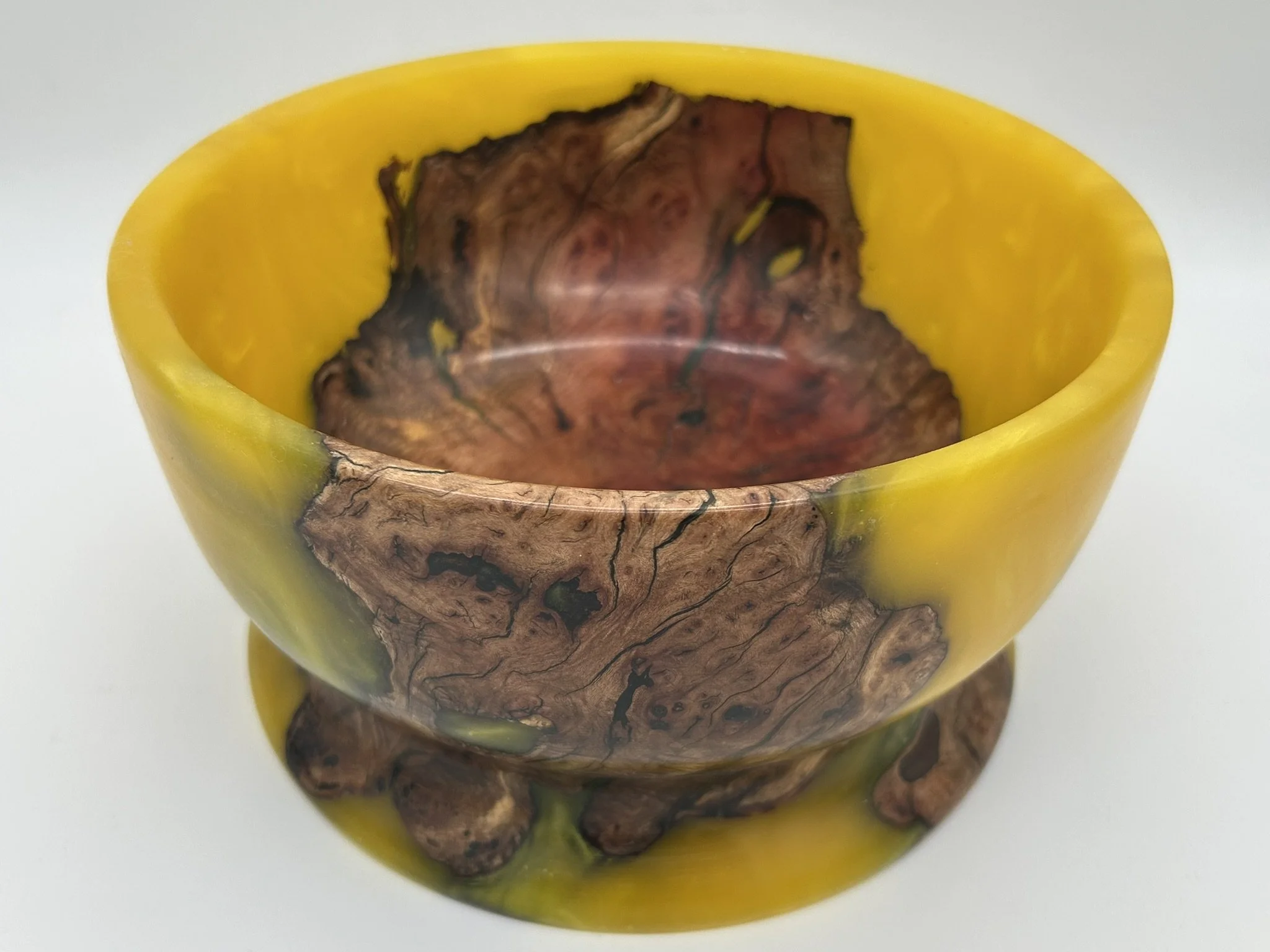 Vibrant Yellow Resin with a Wild Manzanita Burl