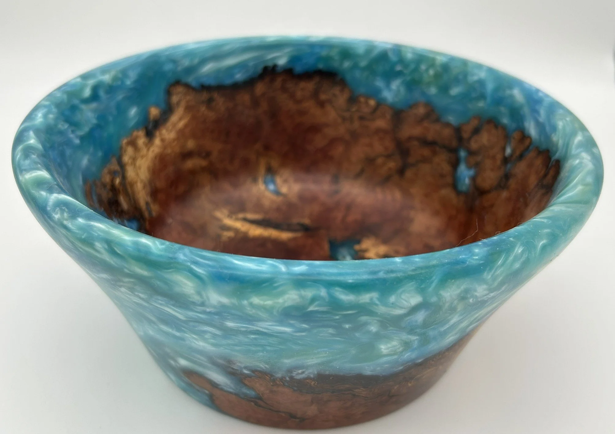 Deep Blue Ocean Resin Bowl & Manzanita Burl