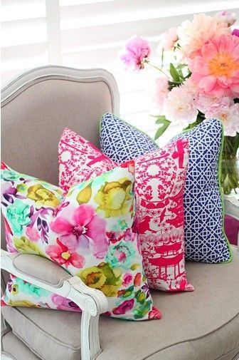 1. Change your throw pillows I love pillow covers and changing them to something bright and cheery for spring is the easiest and affordable way to brighten up your décor. I usually purchase my pillow covers from Etsy . There are thousands of shops and fabrics to choose from and it’s less expensive and easier than purchasing fabric and having them made for you.