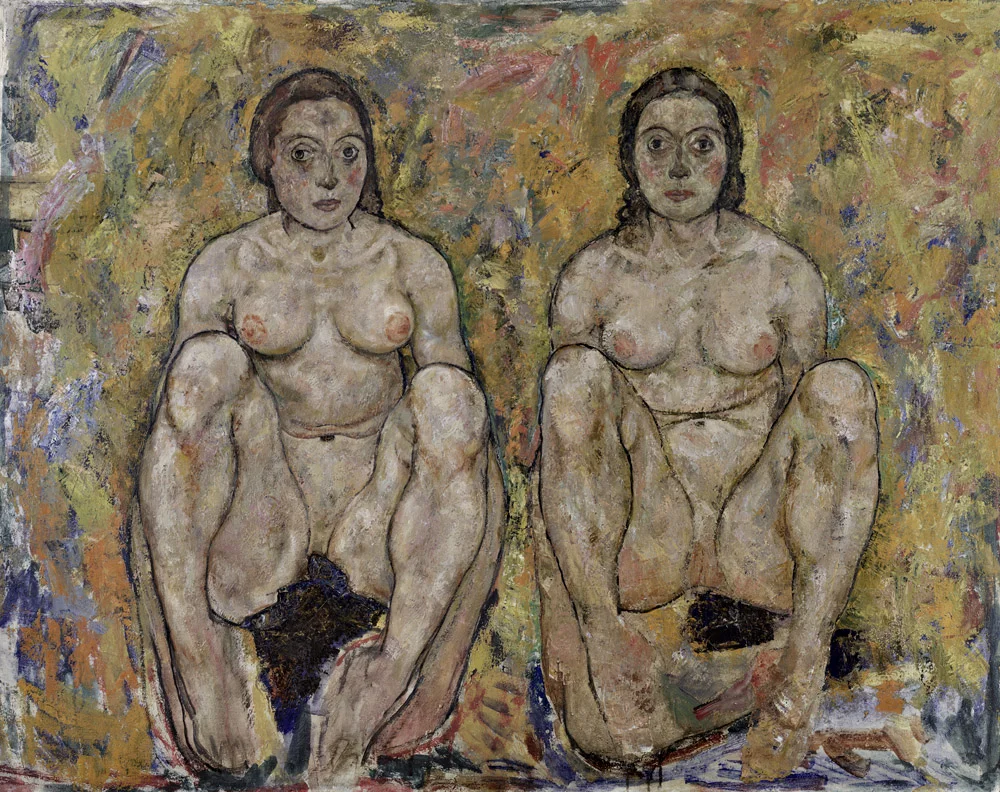 Hockendes Frauenpaar, 1918