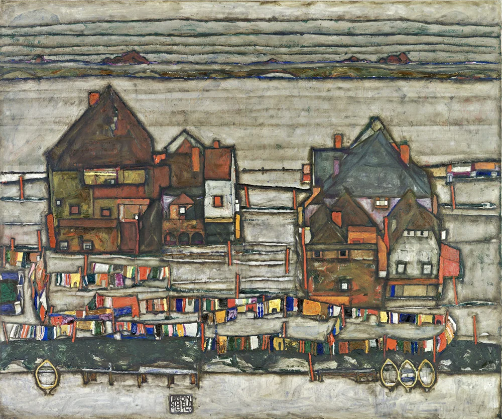 Häuser mit bunter Wäsche, 1914