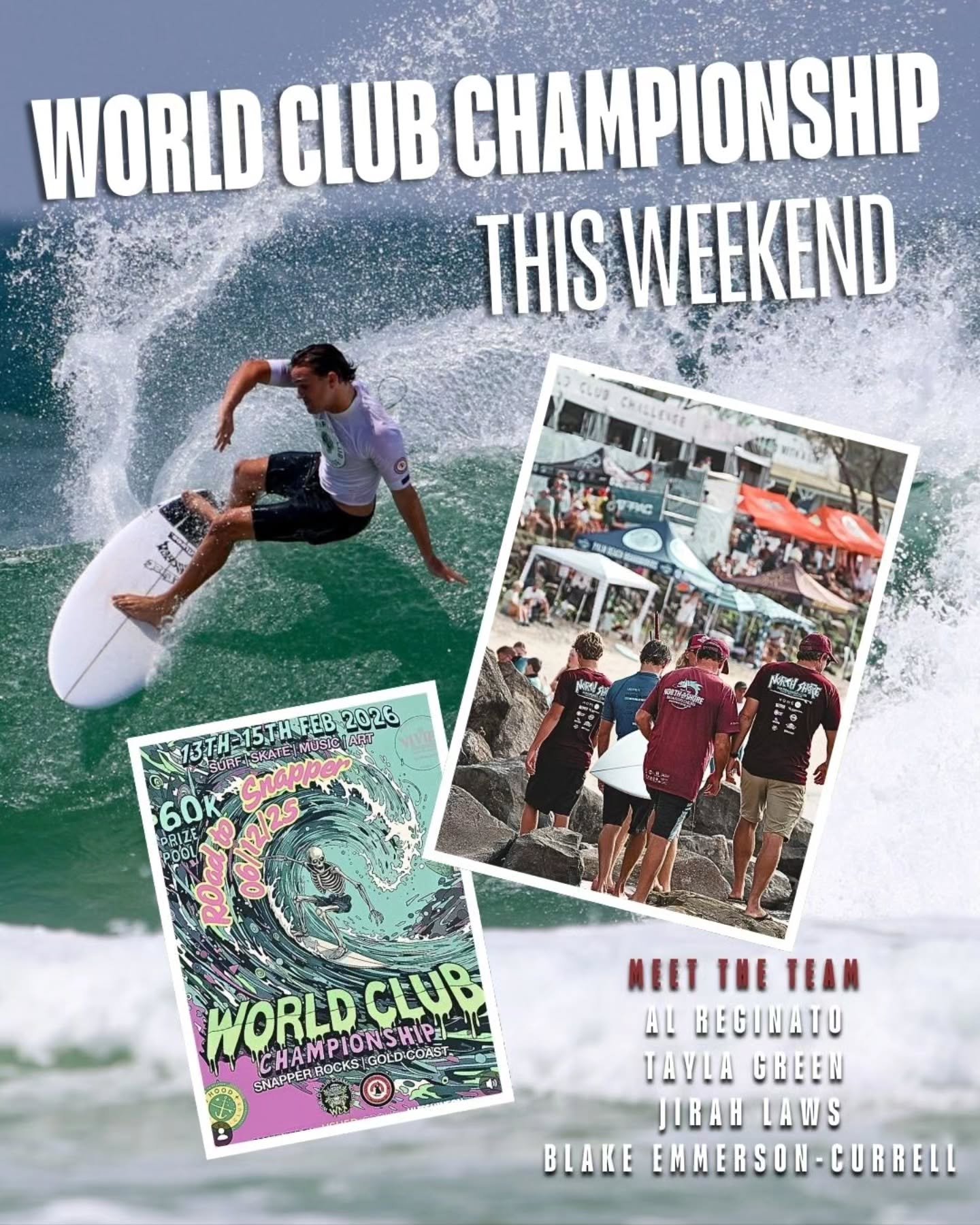 NSB is at the @worldclubchampionships this weekend... if you're on the Goldy or need an excuse to get down there. 

This is an epic event that raises a huge amount of money for charity and who cant be excited about watching our team surf at uncrowded