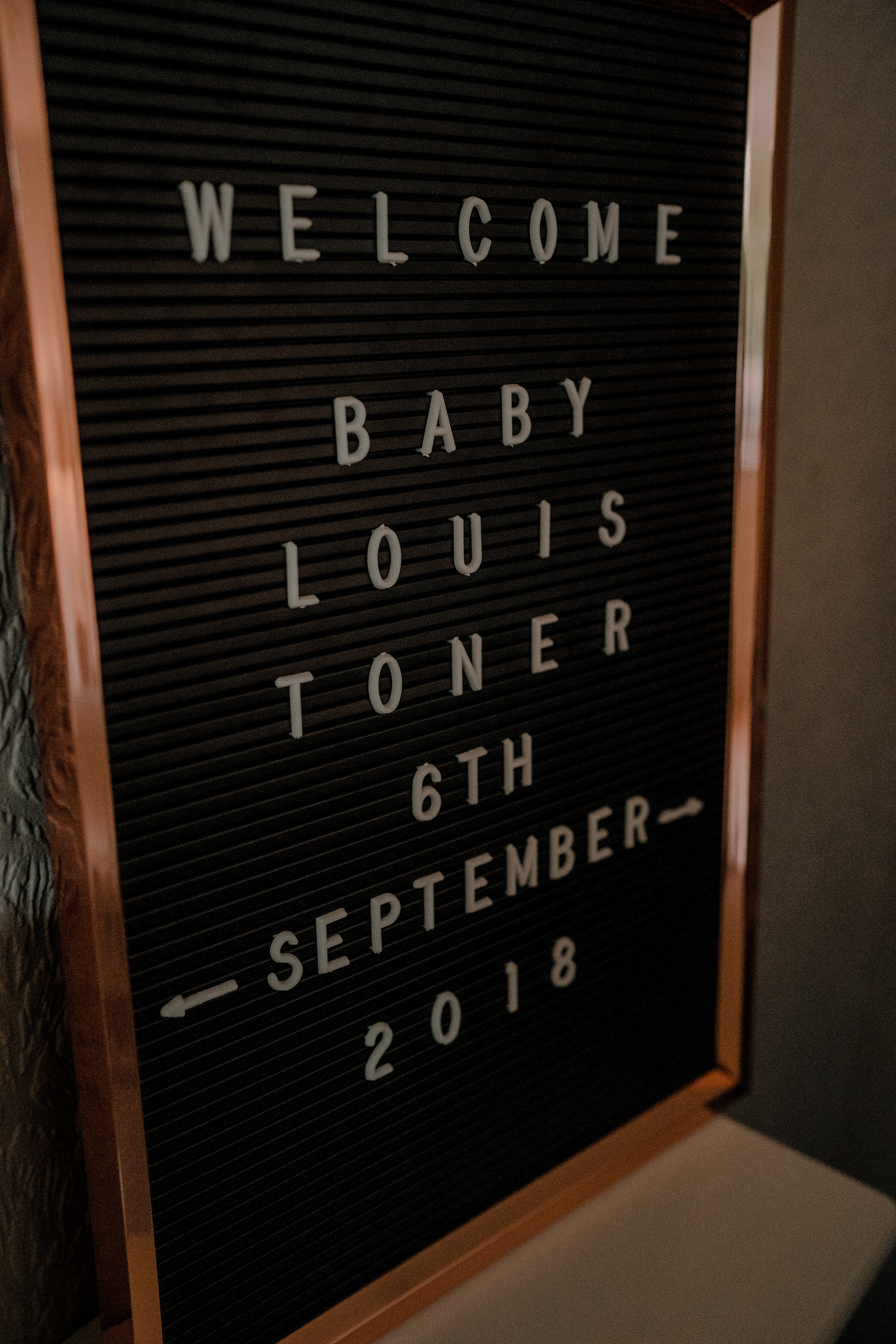 peg board newborn announcement in home newborn photographer Belfast