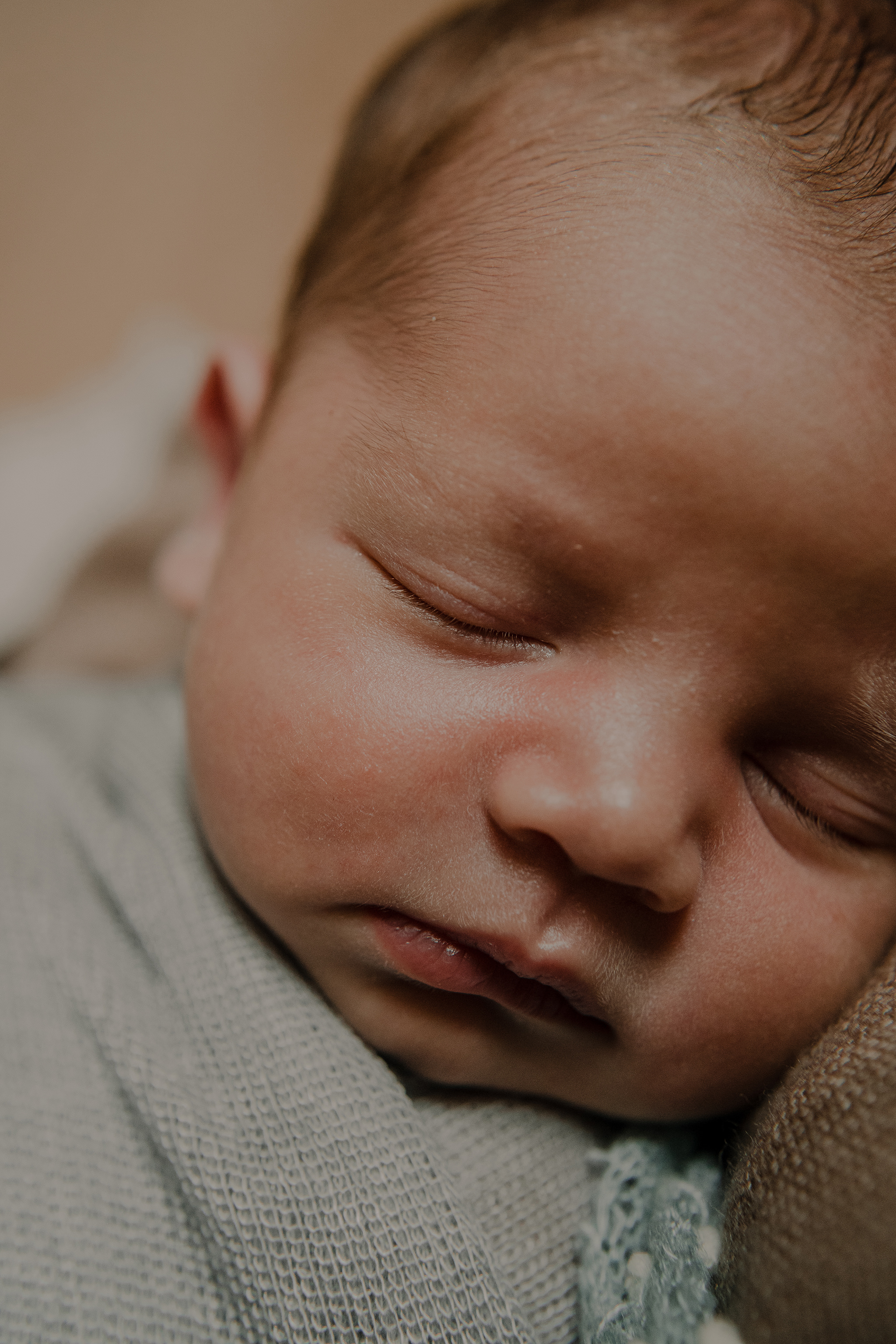 sweet sleeping baby boy in home newborn photographer Belfast