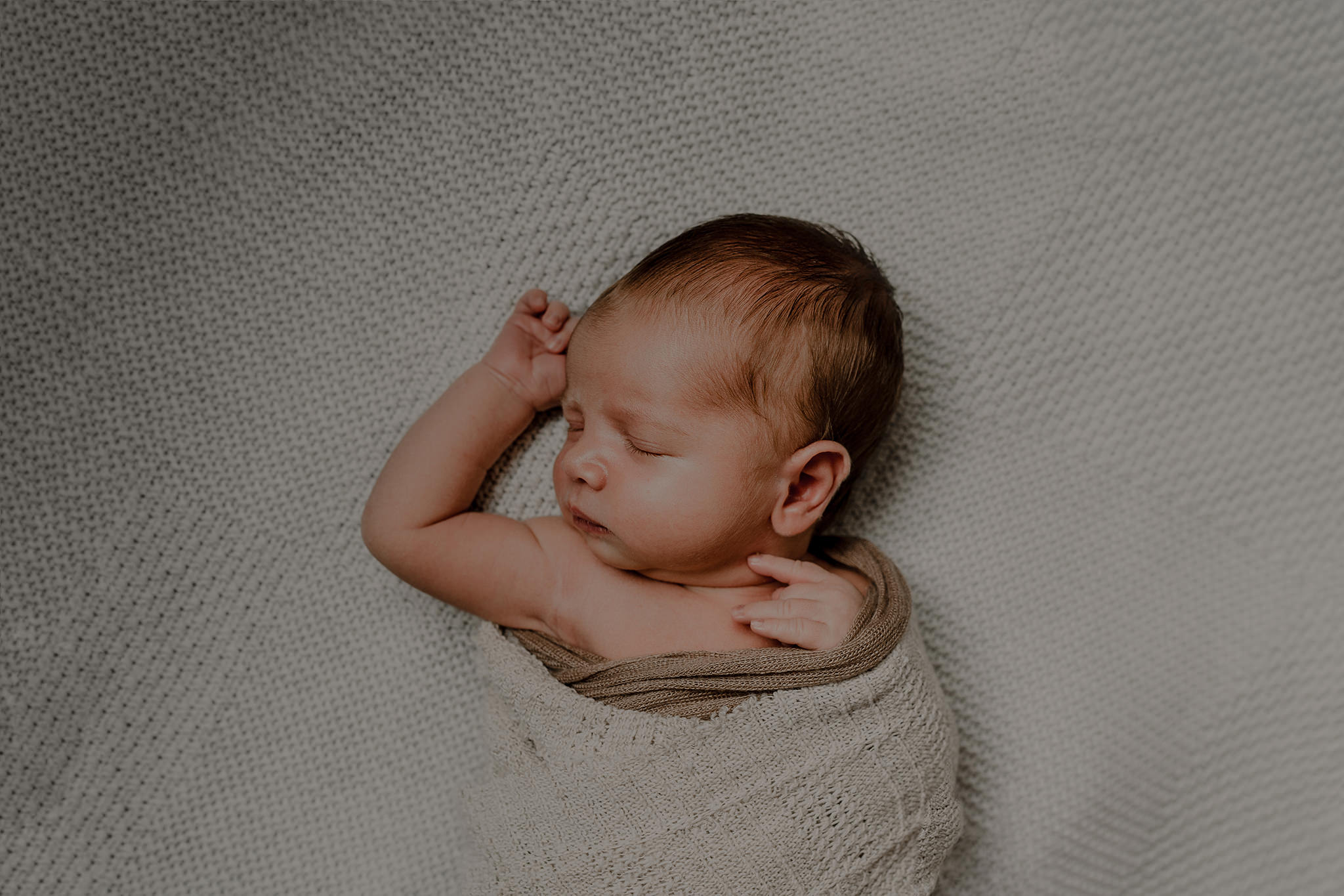 simple plain neutral baby biy in home newborn photographer Belfast