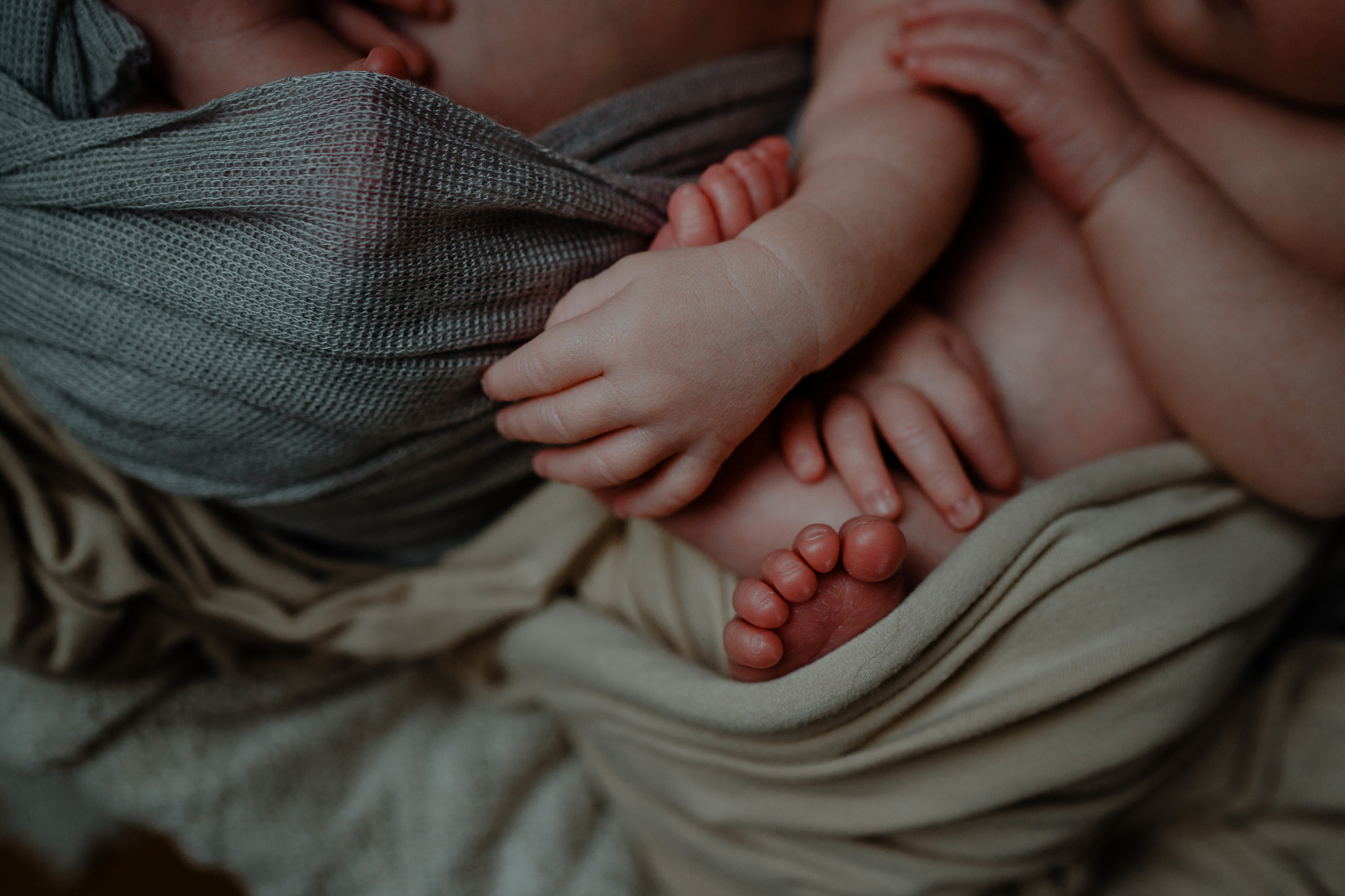 newborn baby details feet and hands twins