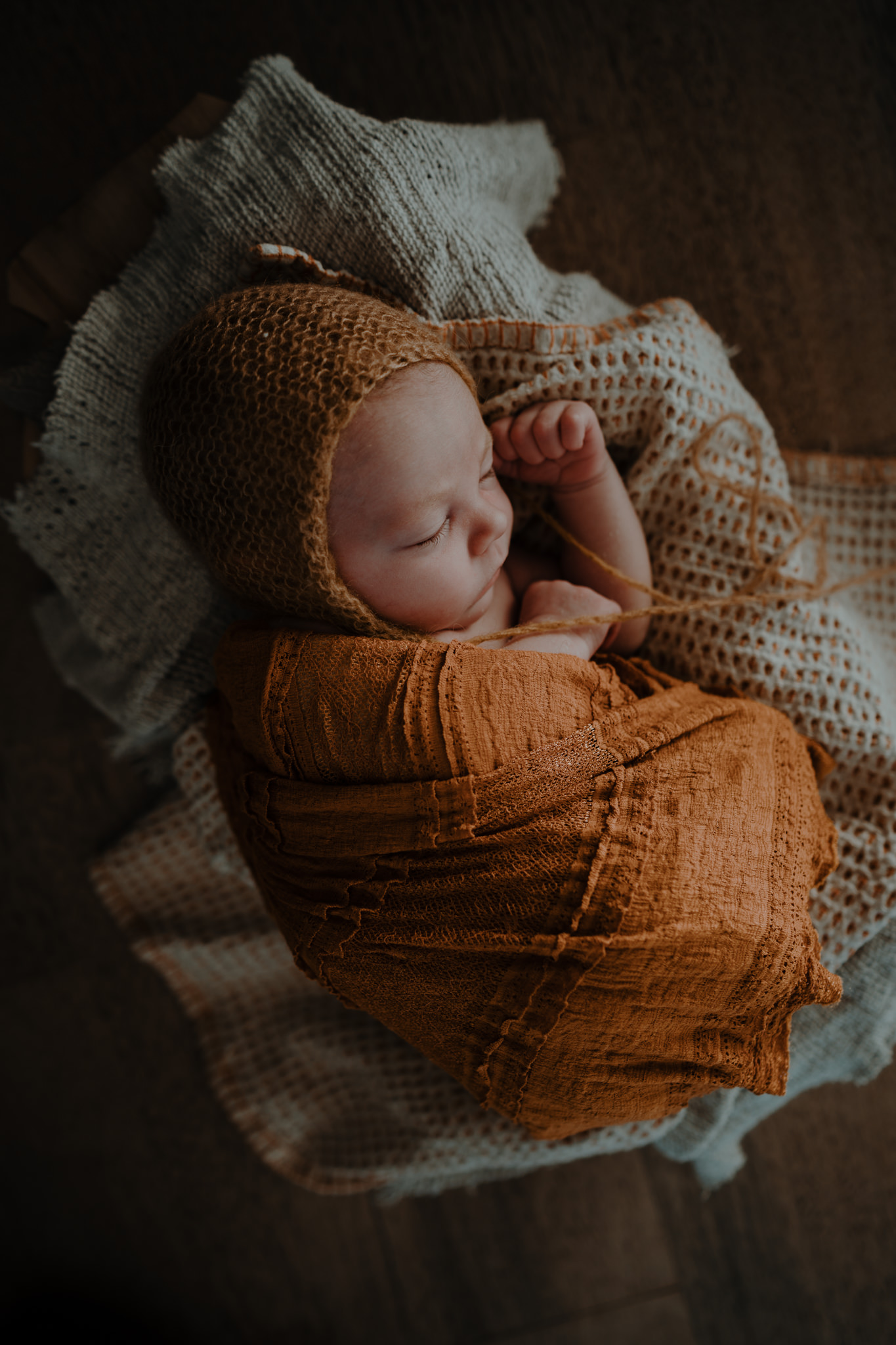 baby photographer Belfast newborn mustard grey style baby girl 