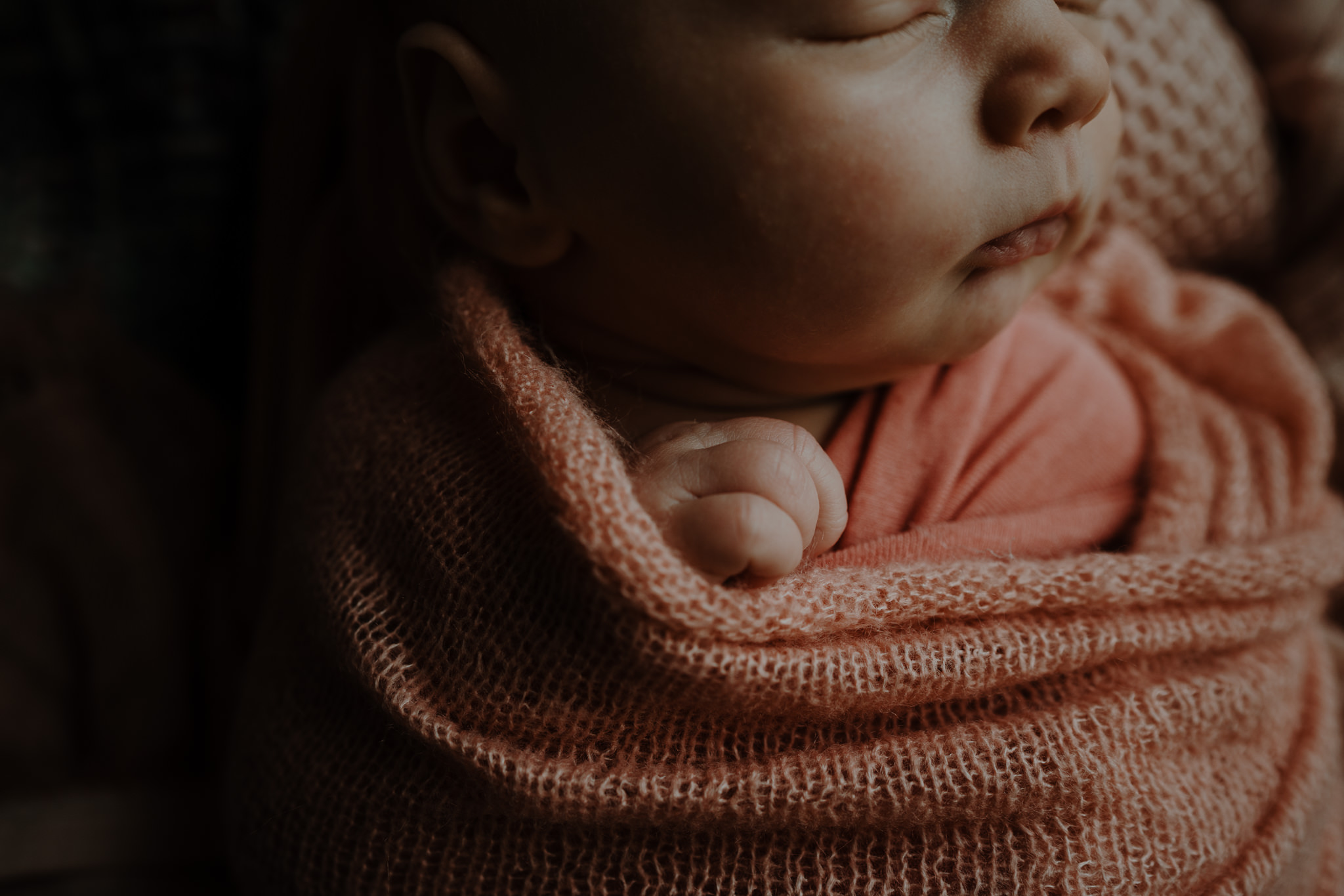 close up details baby girl hands and facenewborn photographer belfast