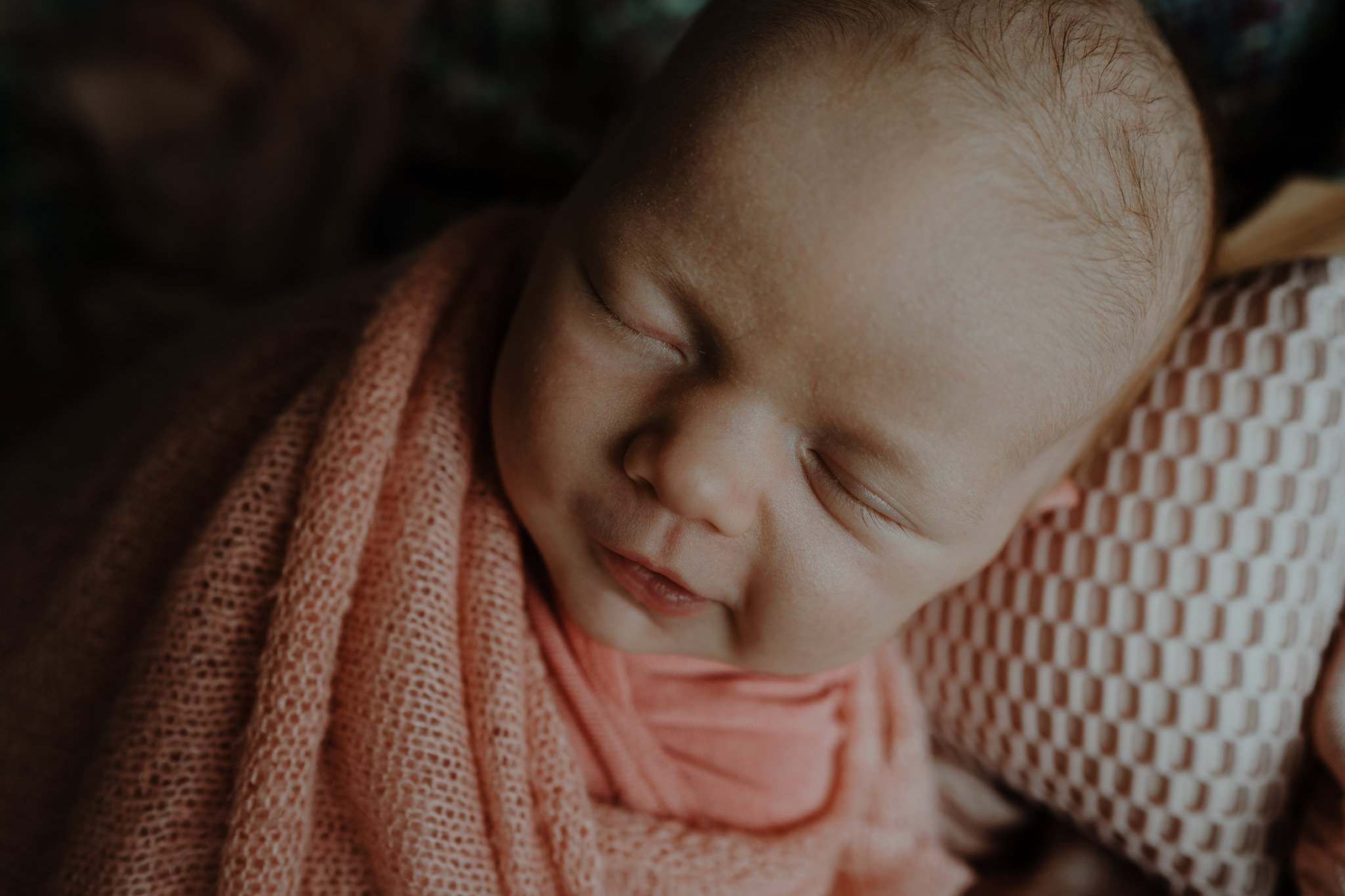 smiling newborn baby girl photoshoot