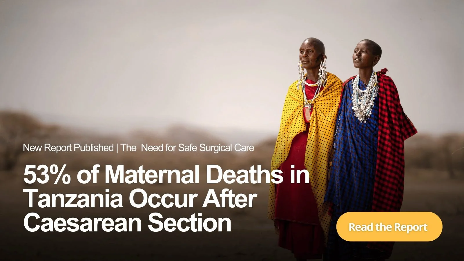 Two women in traditional dress: 53% of maternal deaths in Tanzania occur after caesarean section