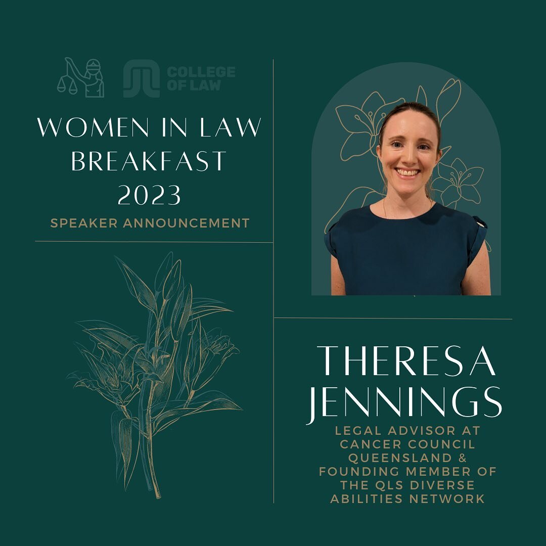 Introducing our second speaker for Women in Law Breakfast, Theresa Jennings! 

Theresa, a proud Griffith alumnus, began her career as a student volunteer at Cancer Council Queensland. She now is a Legal Advisor and provides advice broadly across the 