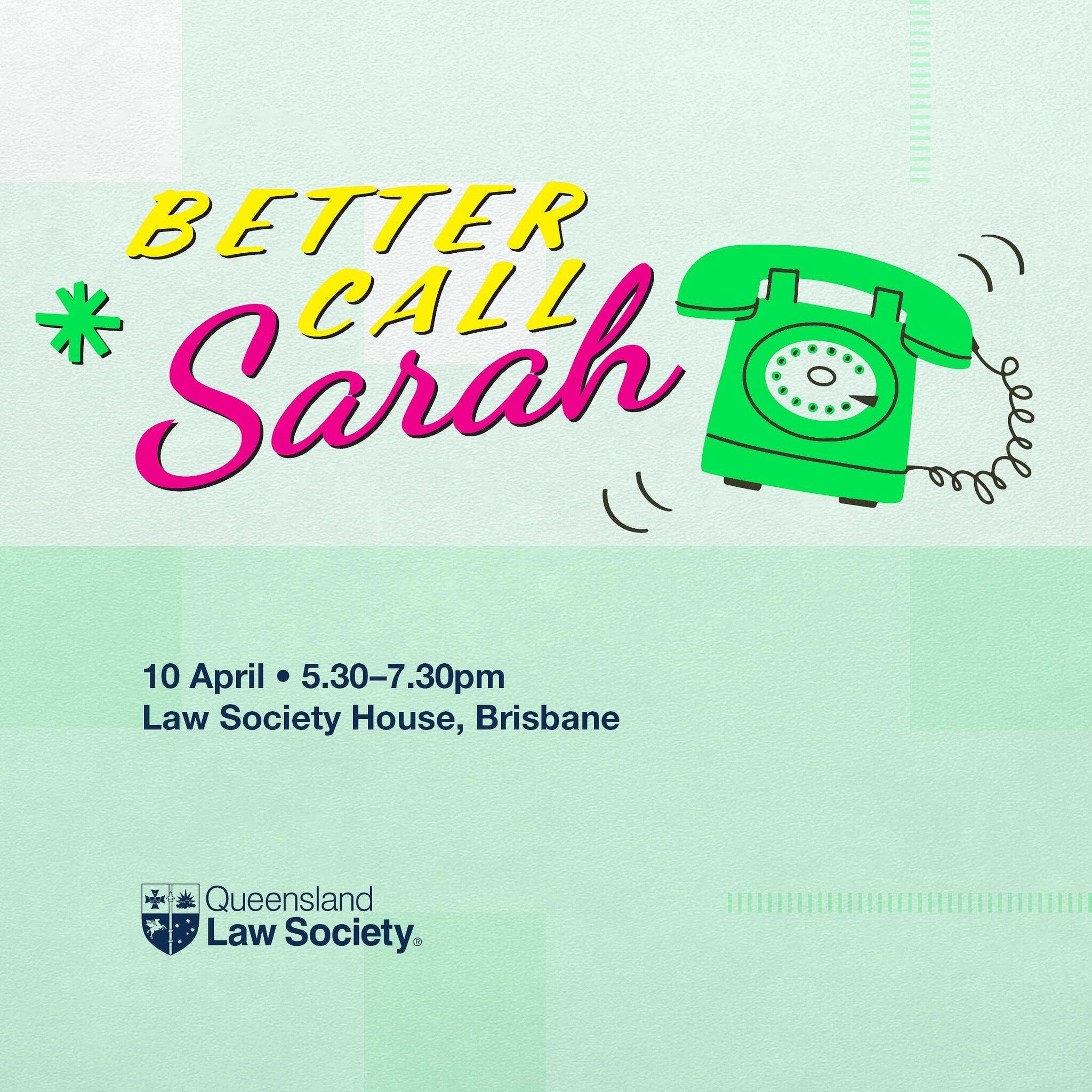 Are you a law student trying to navigate a myriad of law career options? 👩🏼&zwj;💼
 
Better Call Sarah! 📞

Join us for QLS&rsquo;s new student focused event series, &ldquo;Better Call Sarah,&rdquo; that explores interesting ways that young lawyers