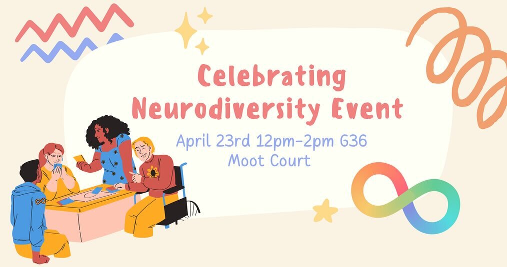 ✨Celebrating Neurodiversity Event✨

The Law School is hosting a free event on Tuesday the 23rd of April in our Gold Coast Moot Court (G36) where GLS staff, students and alumni come together over afternoon tea to Celebrate Neurodiversity 🤍

This pane