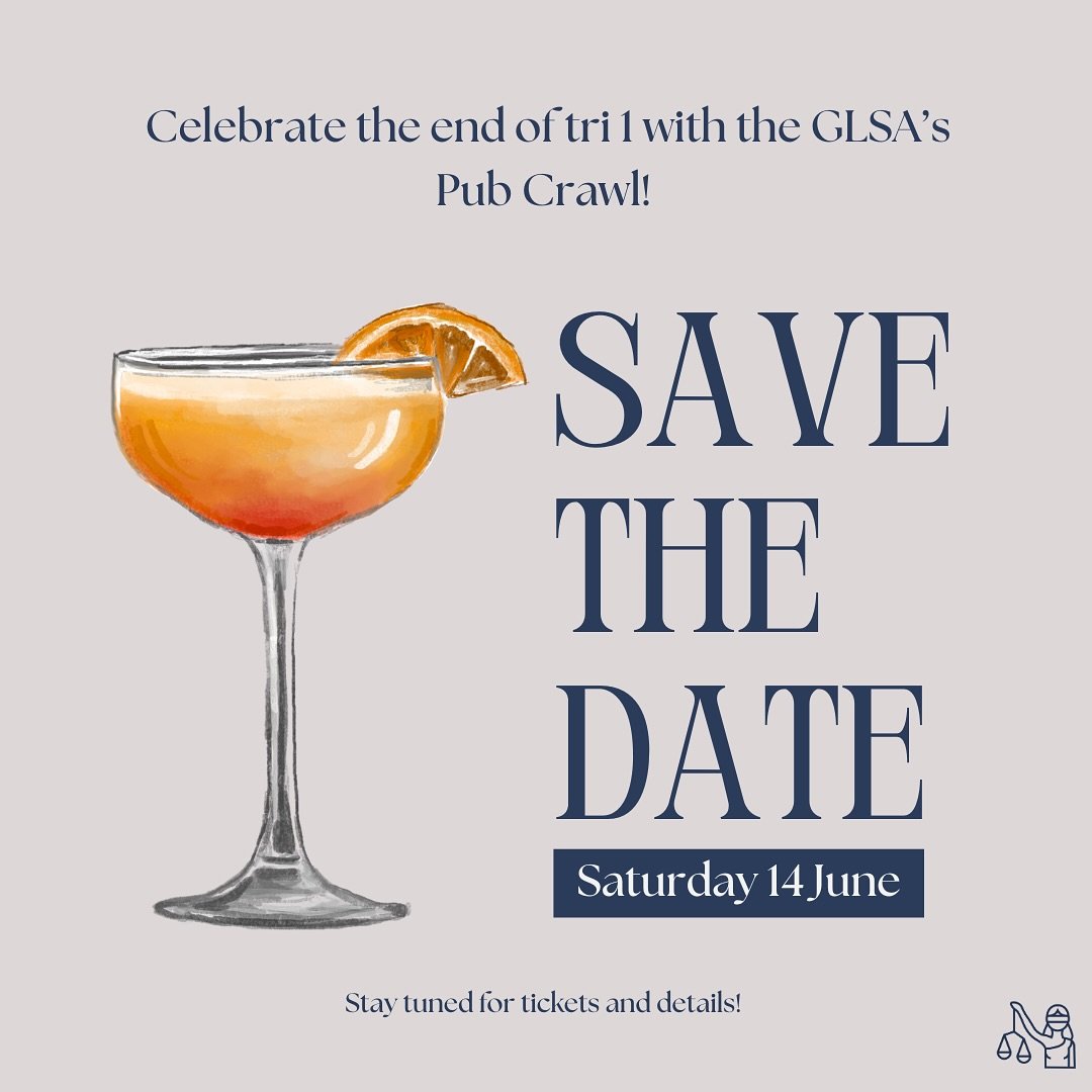 Ready for the uni break? Then mark the end of tri 1 by joining us for the GLSA pub crawl! 🍻🥂
&nbsp;
Stay tuned for details and tickets to come! 
&nbsp;
#pubcrawl #endoftri #student #uni