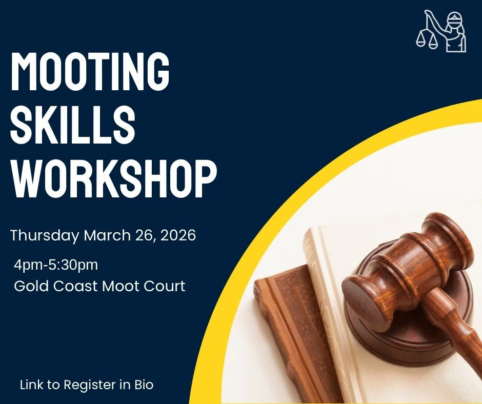 Join us for a Mooting Skills Workshop led by Vis Moot Coach Yuri Banens

 🗓️Thursday 26 March 2026

 ⏰4:00pm to 5:30pm

📍GC Moot Court
While this session is designed with competitors in mind, it is open to all students, including future competitors