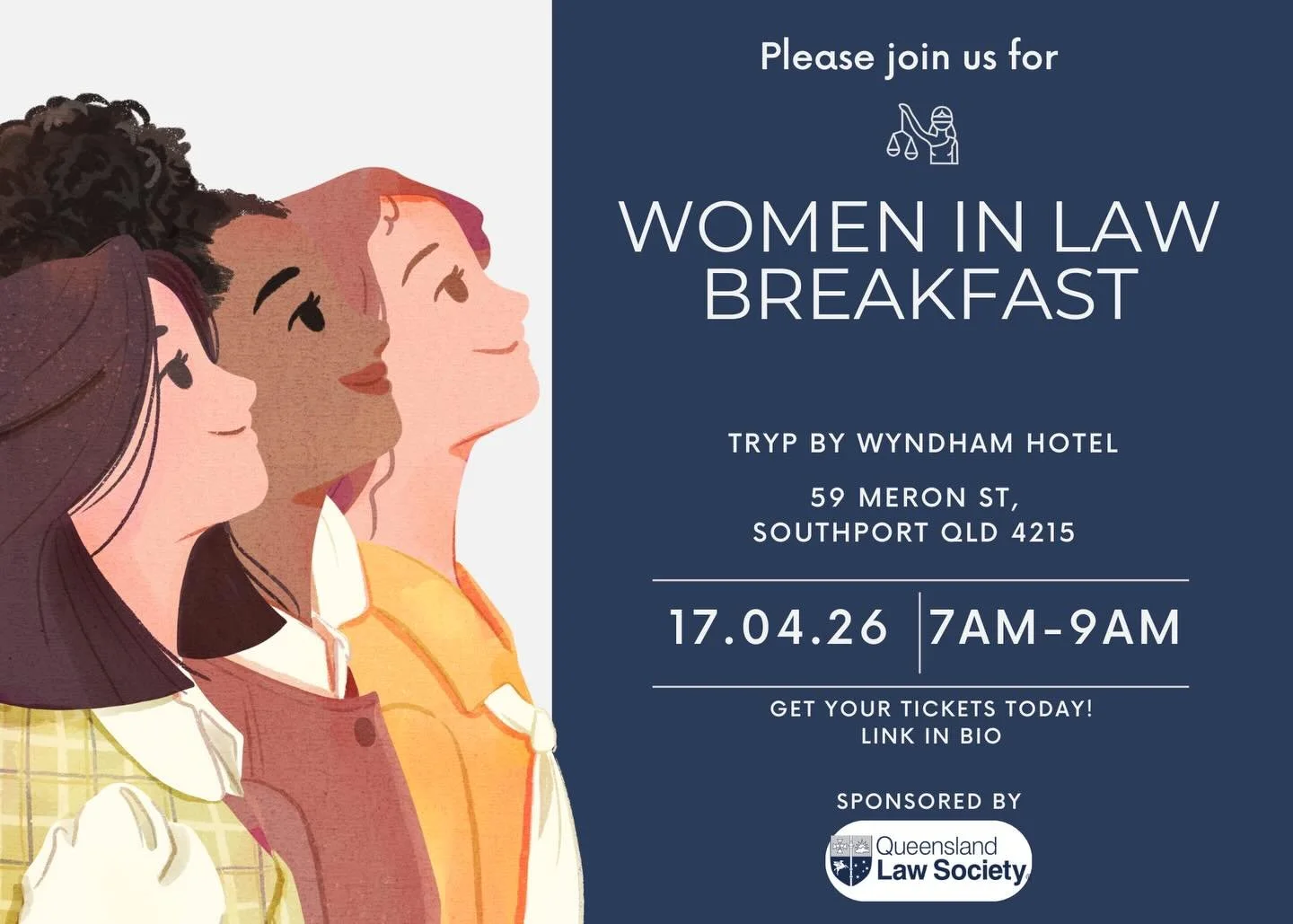The Griffith University Law Students Association proudly presents our annual Women in Law Breakfast.✨
&nbsp;
Start your morning with inspiration by joining us at this amazing event for an insight into the legal profession, where conversations spark c
