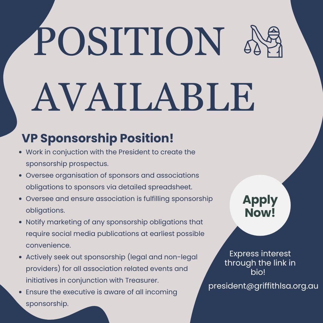 We&rsquo;re recruiting! 📣 Step into a leadership role and help shape the future of our partnerships as VP Sponsorship. 

Apply now via the link in bio

Nominations close May 3, 2026!