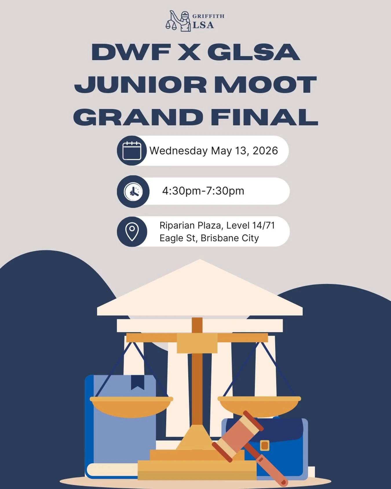 Registration is now open for the 2026 DWF x GLSA Junior Moot Grand Final⚖️

Join us for an evening of advocacy as our finalists compete in the final round of this year&rsquo;s Junior Moot.👩&zwj;⚖️👨&zwj;⚖️

🗓️Wednesday, 13 May 2026
⏰4:30pm to 7:30p