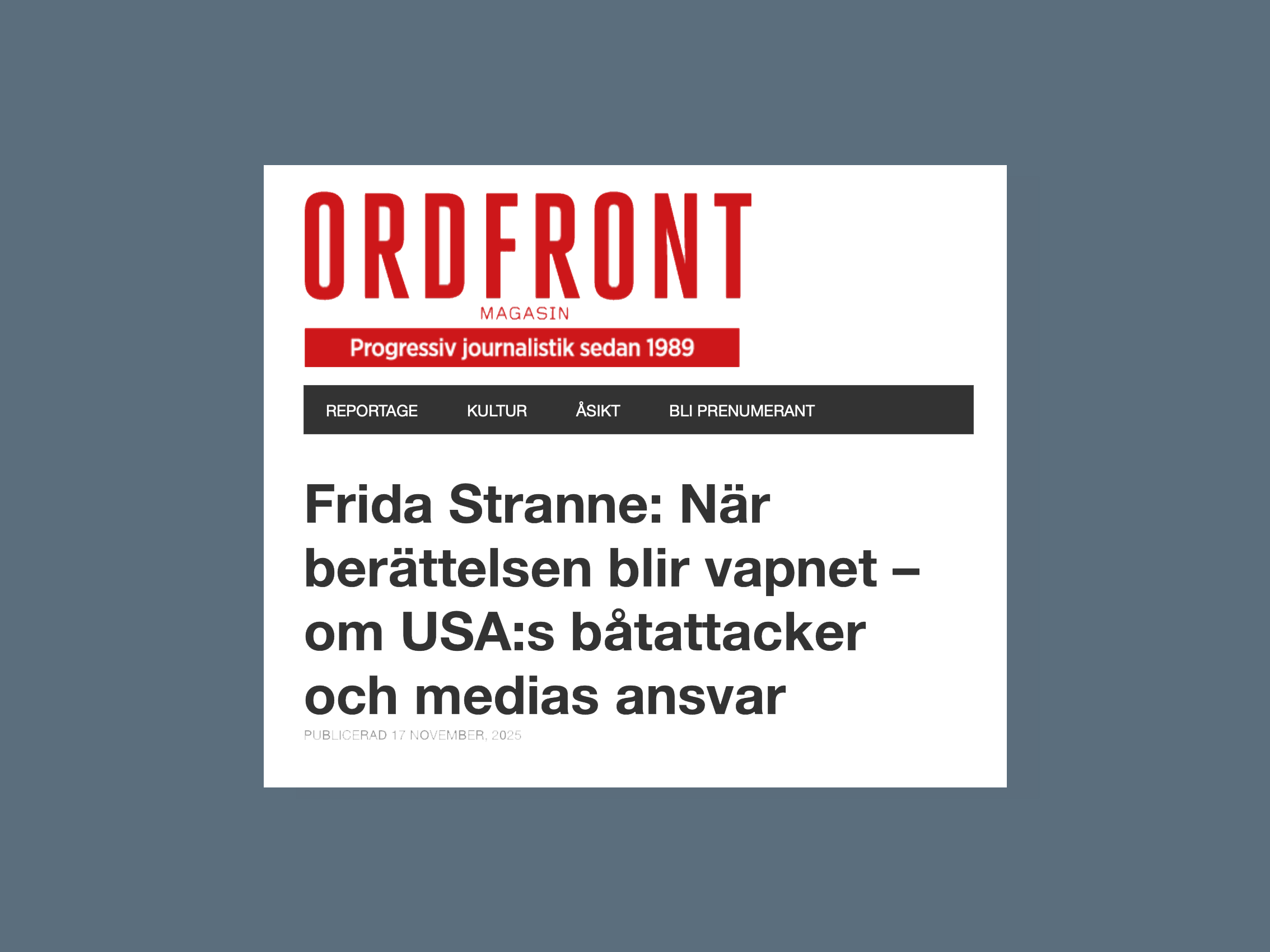ORDFRONT: När berättelsen blir vapnet