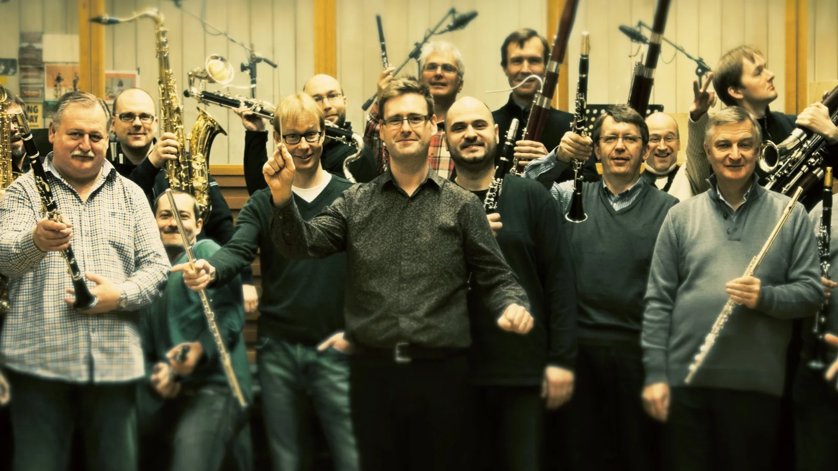 Shea Lolin with the woodwind section of the Czech Philharmonic, March 2014