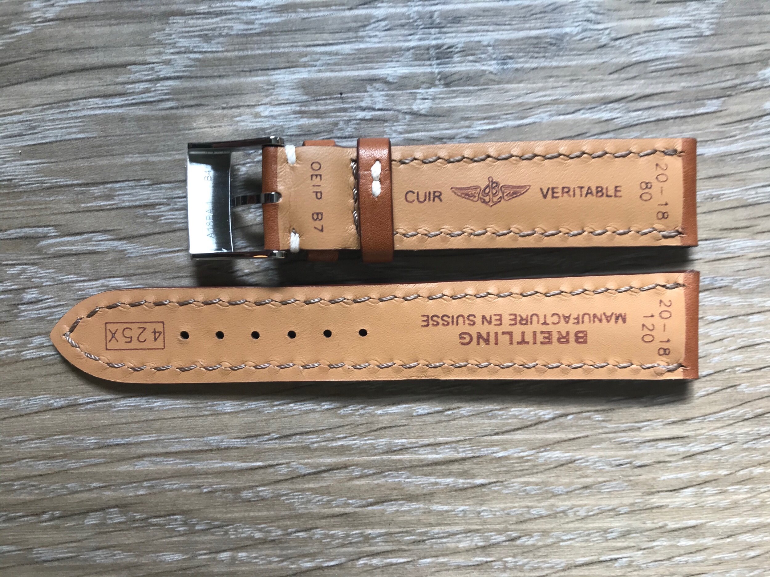 BREITLING BAND 527P 20MM 20/18 CROCO ROT BRAUN RED BROWN STRAP 013-20 