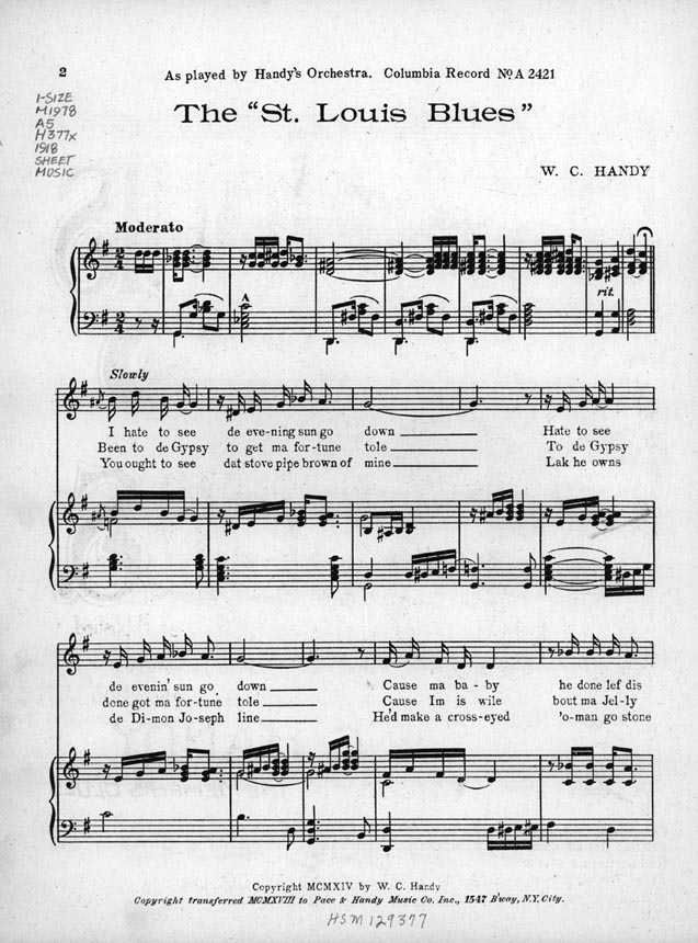By W. C. Handy - from the Library of Congress, Brown University Collection of African American sheet music, Public Domain
