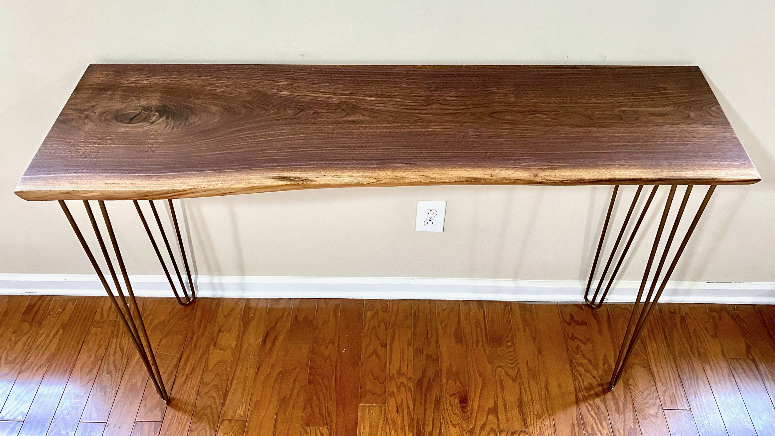 live edge walnut console table