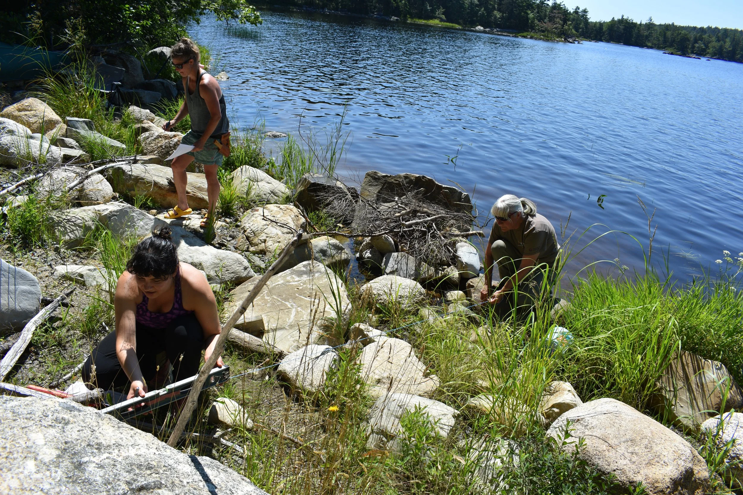 TCA staff measuring the slope of a transect