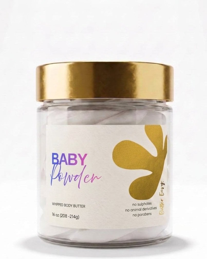 Butter Envy Baby Powder handcrafted 100% waterless whipped shea butter in luxury jar