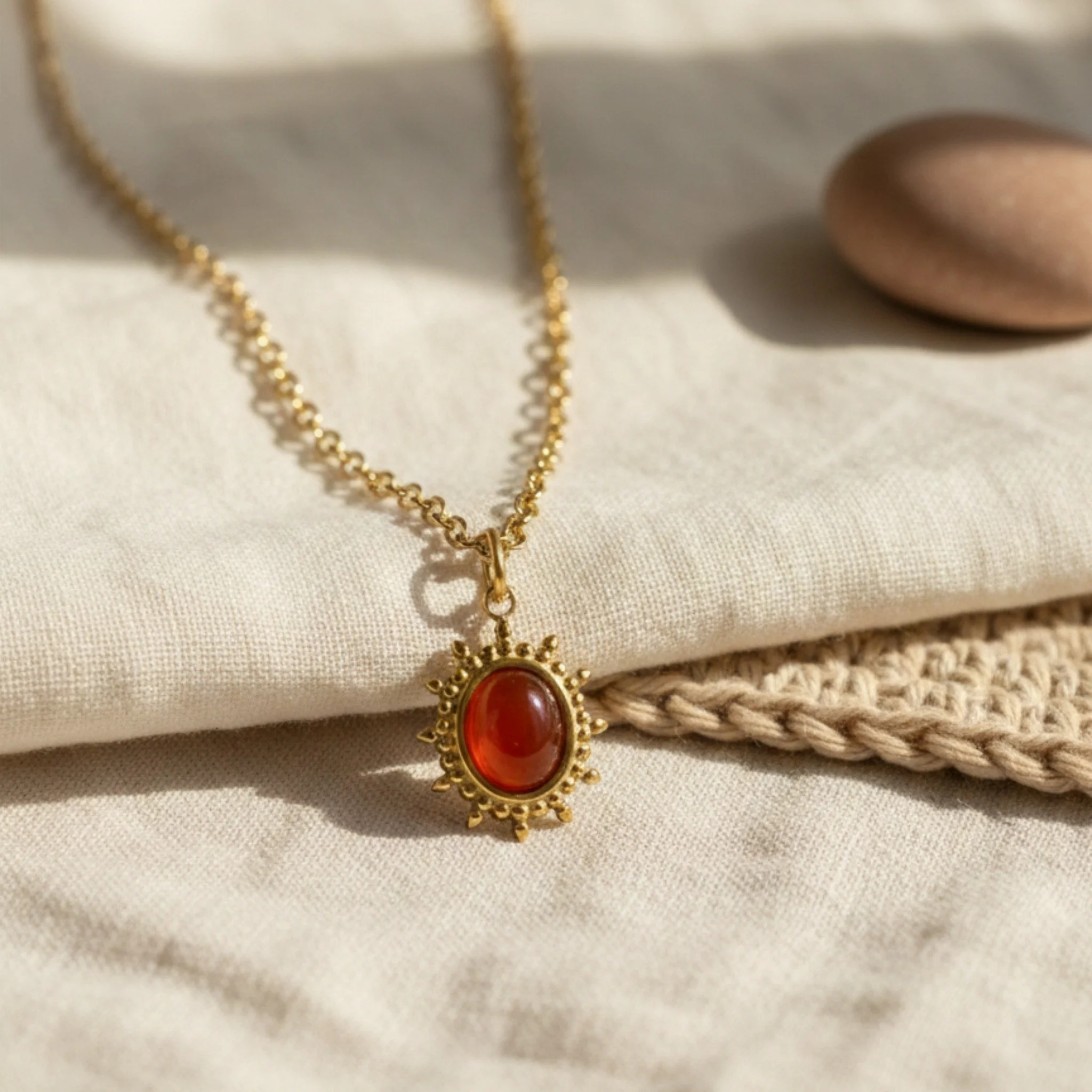 Collier Sol&egrave;ne avec pierre semi pr&eacute;cieuse 🧡