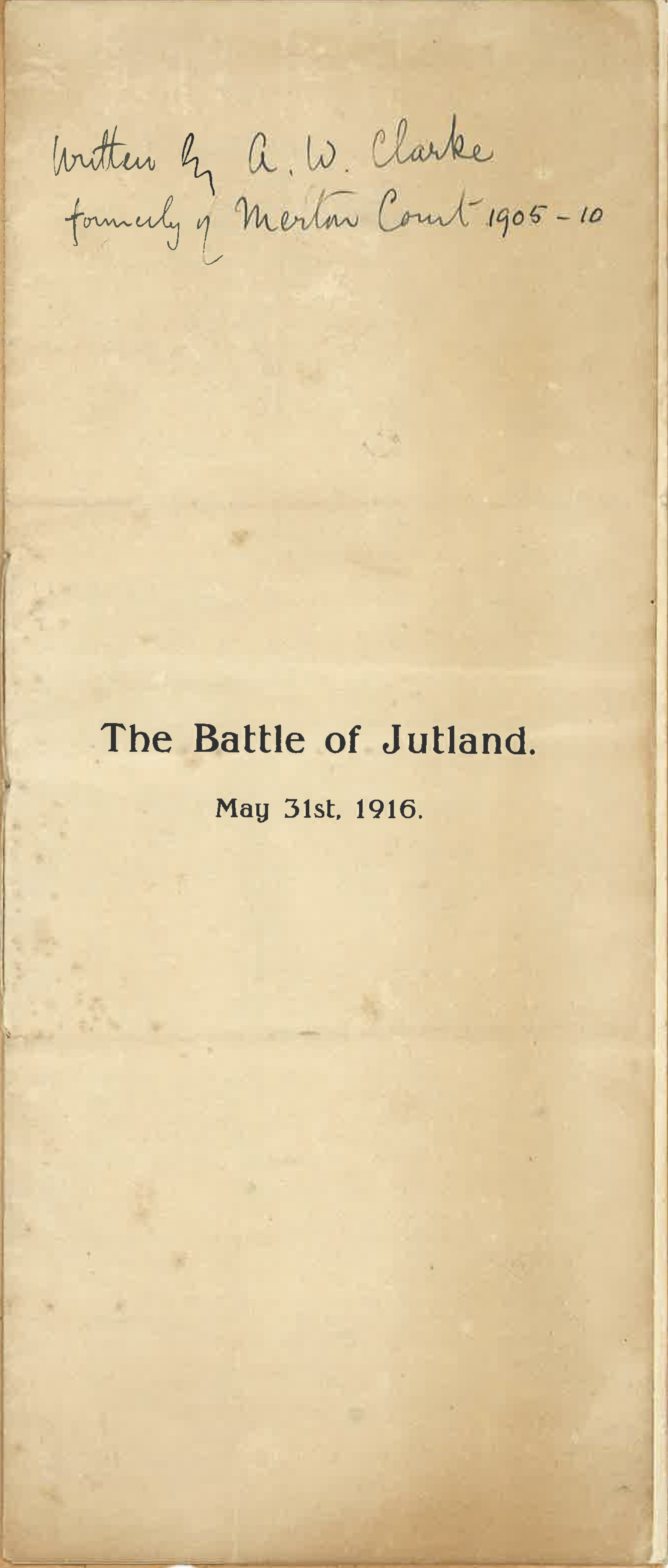 leaflet - Battle of Jutland - written by former MC pupil G W Clarke 1905-10.jpg