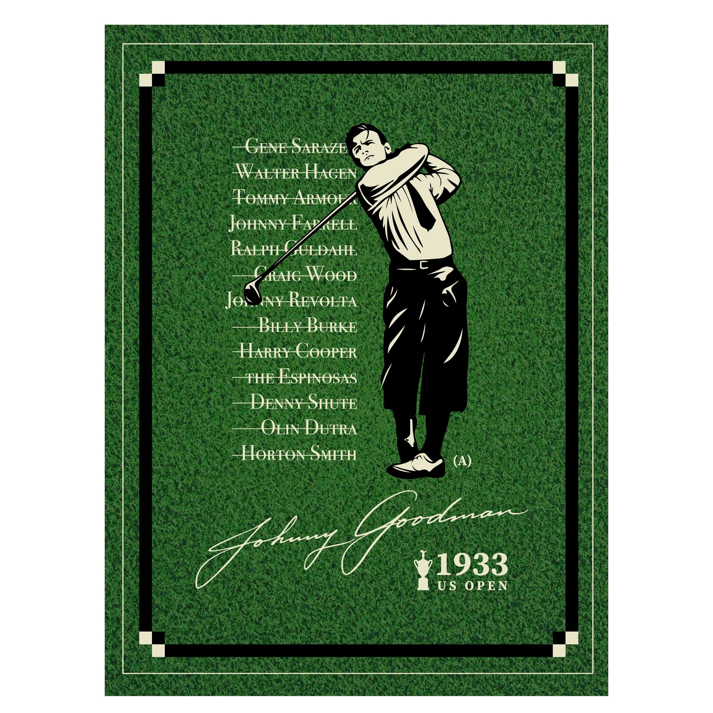 JOHHNY GOODMAN - US OPEN 1933 POSTER - GREEN