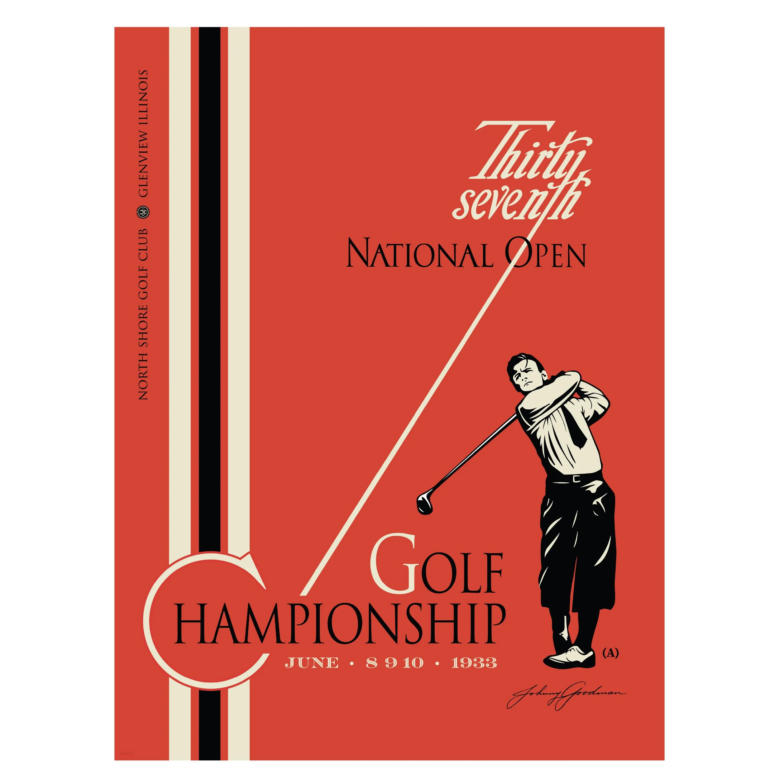 JOHHNY GOODMAN - US OPEN 1933 POSTER - RED