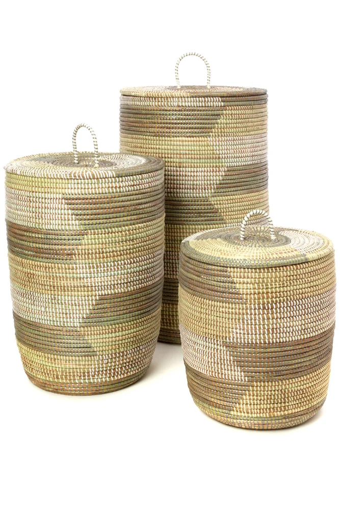Set of Three White, Cream & Gray Sahara Hamper Baskets1.jpg