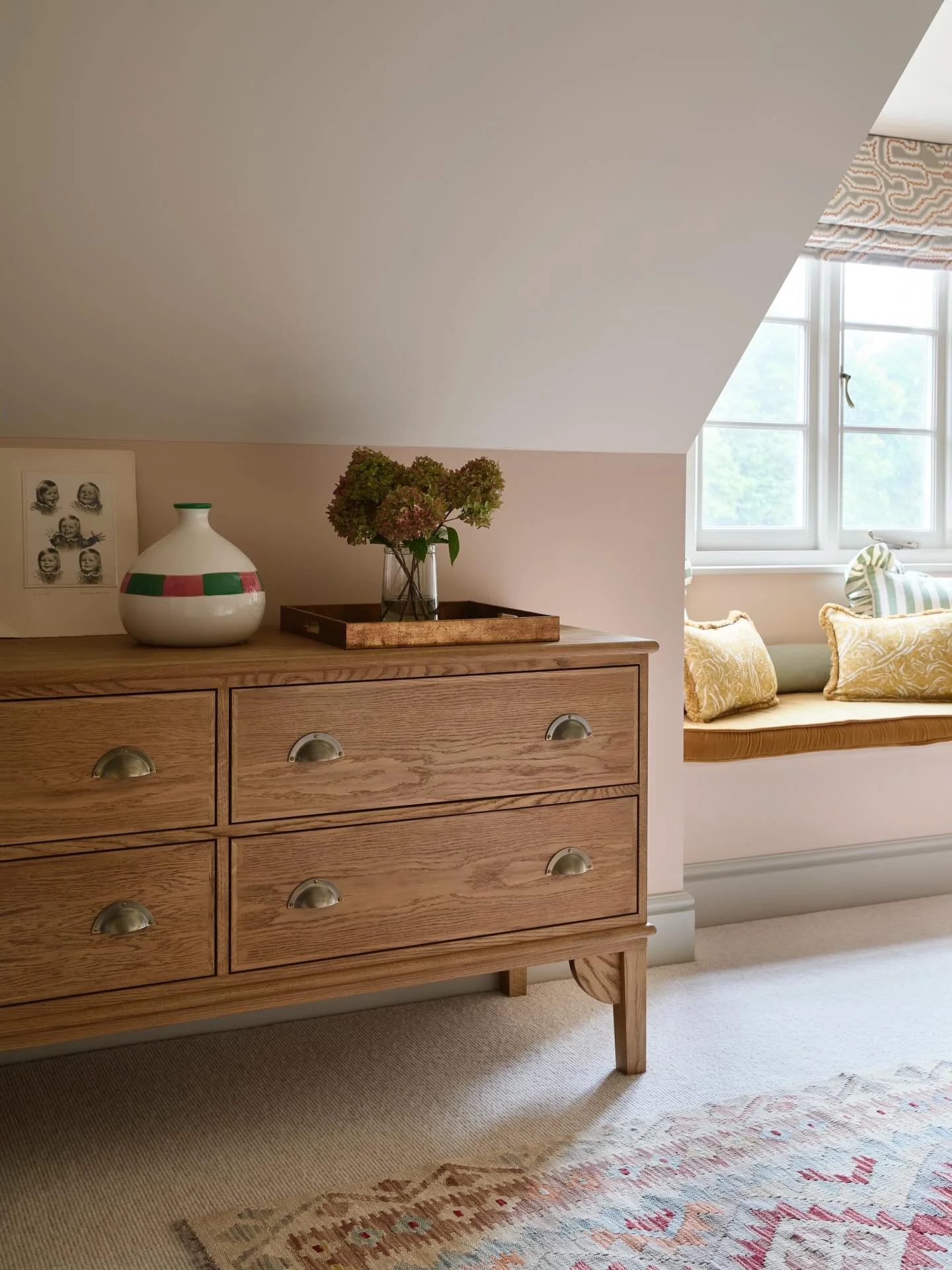 A soft little bedroom nook at home. There&rsquo;s something calming about the warmth of natural oak paired with a dusty palette. 

I imagined myself sitting reading endless books on the window seat, but in reality I don&rsquo;t think it&rsquo;s ever 