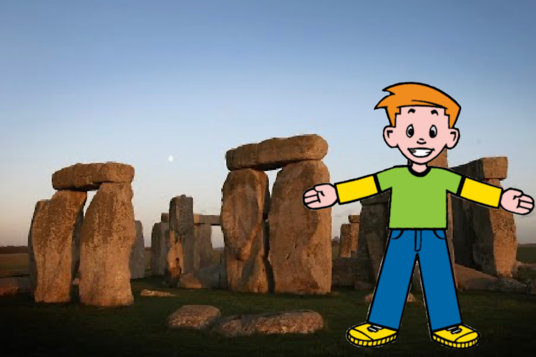 This is an example of a digitally created Virtual Flat Stanley visiting Stonehenge