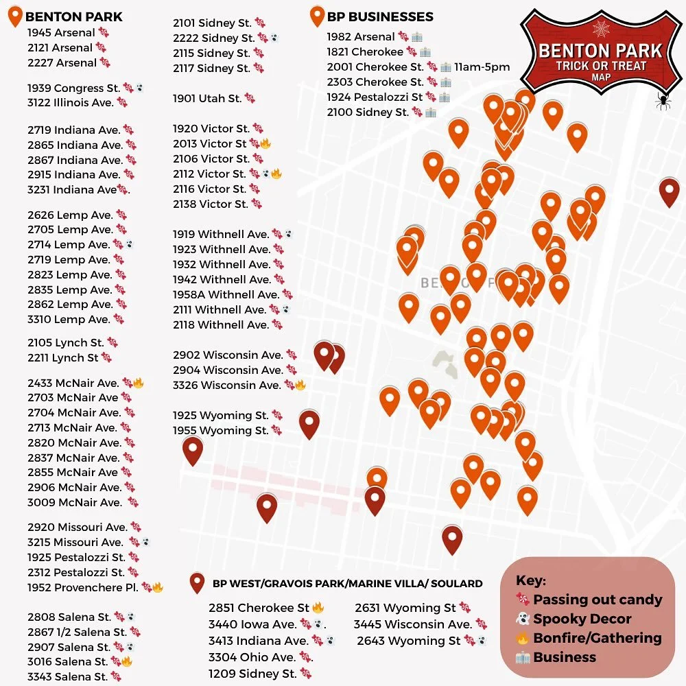 Benton Park shows up: Halloween edition! Over 75 houses and counting. Link to map in our bio! See you tonight around 5:30. Can you make Soulard all the way through benton park and onto Cherokee and benton park west???? 

Come ready for some old fashi