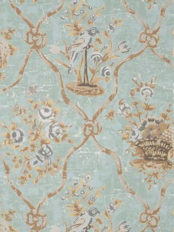Wallpaper petit parc BP201003 - Aqua/Brown