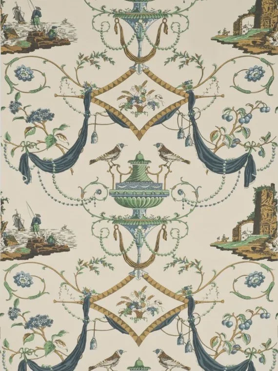 Wallpaper bazoches FP164002 - Bleu Vert