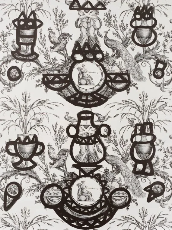 Fontaine Et Animaux Barbouillage Fp568001 - Noir/blanc