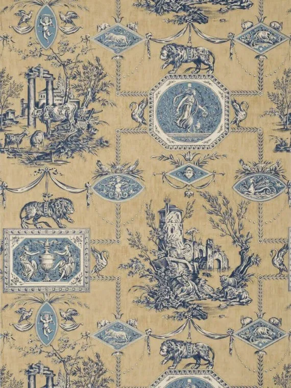 Wallpaper les muses et le lion BP207003 - Antique Blue